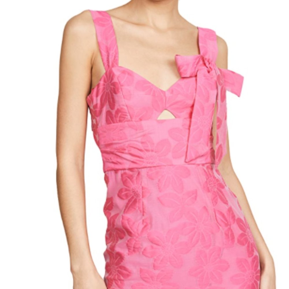 Milly Pink Floral Mini Dress with Bow Detail